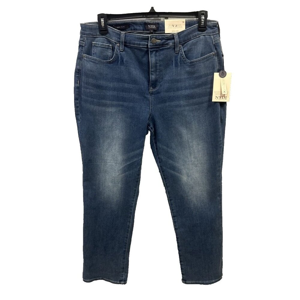 NYDJ Womens Mid Rise Sheri Slim Fit Ankle Stretch Denim Jeans Windham Size 16